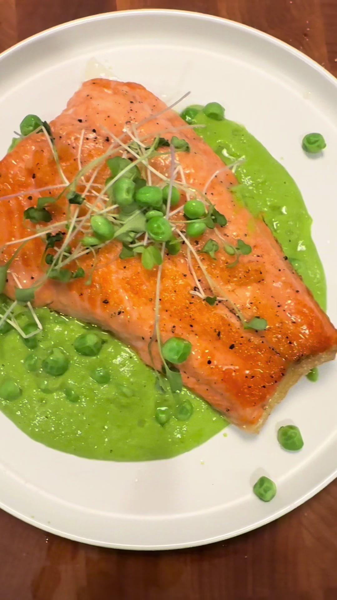 Steelhead Trout with Pea Sauce