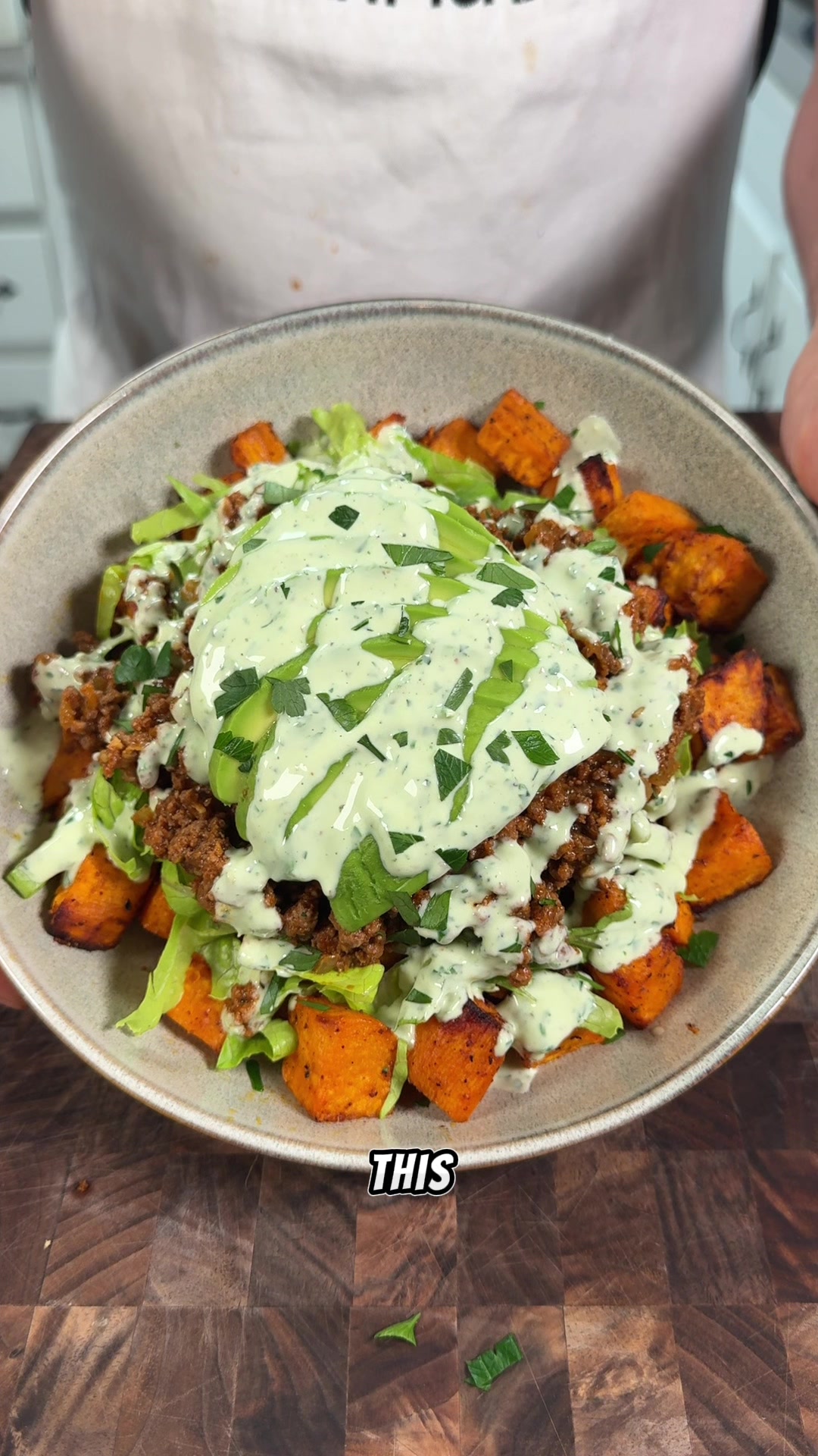High Protein Creamy Herb Beef & Sweet Potato Bowl