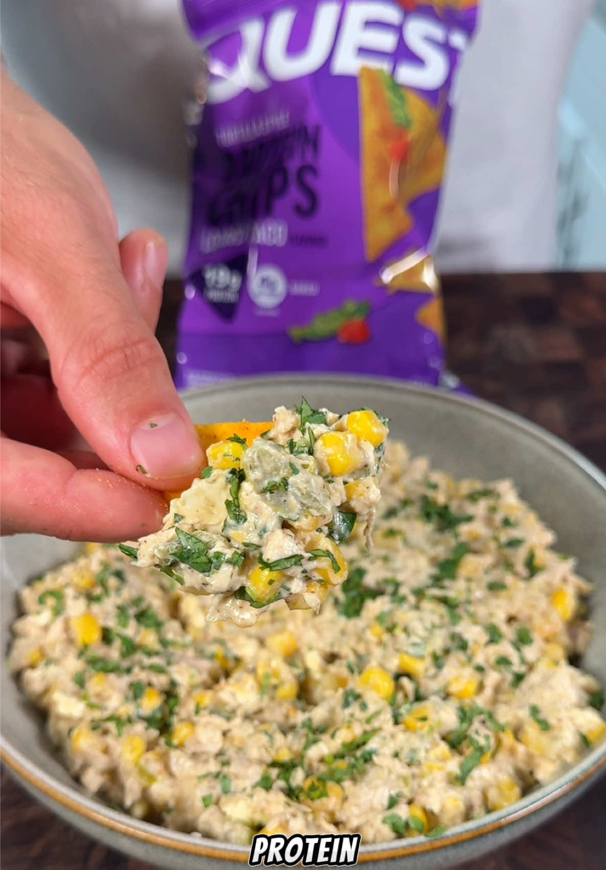 High Protein Street Corn Chicken Dip
