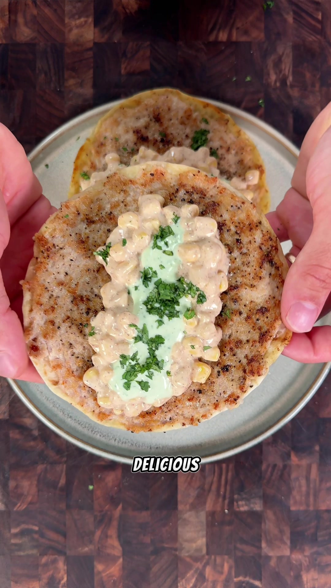 Crispy Street Corn Chicken Smash Tacos