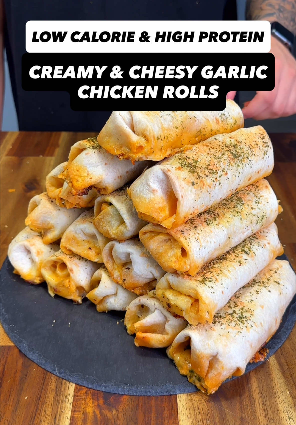 High Protein Creamy & Cheesy Garlic Chicken Rolls