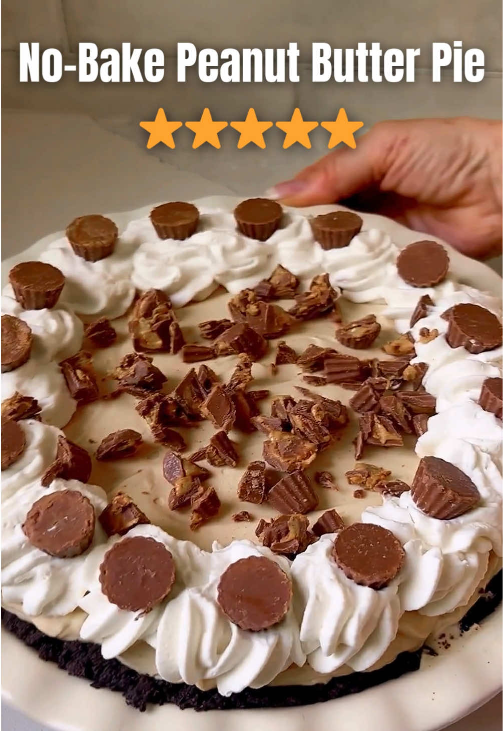 No-bake Peanut Butter Pie with Oreo Cookie Crust