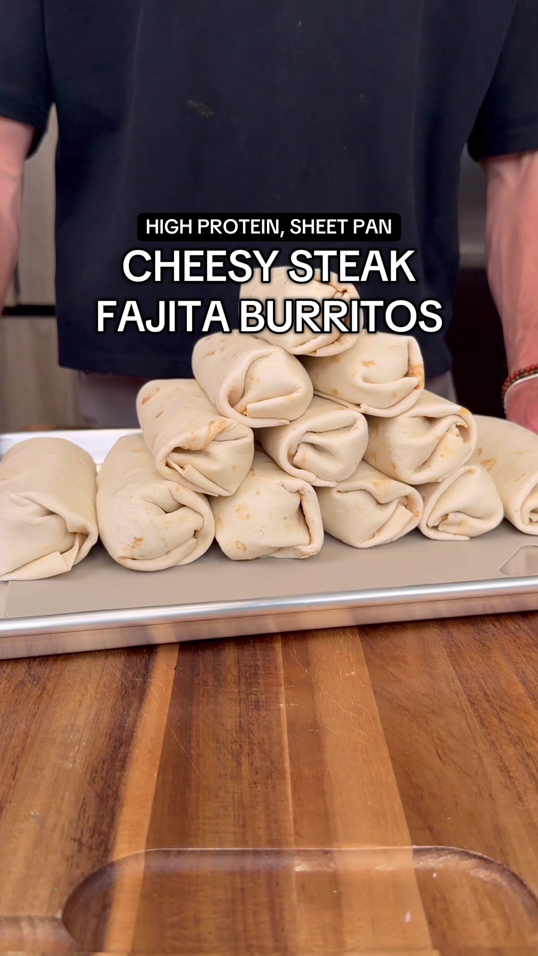 Sheet Pan Cheesy Steak Fajita Burritos