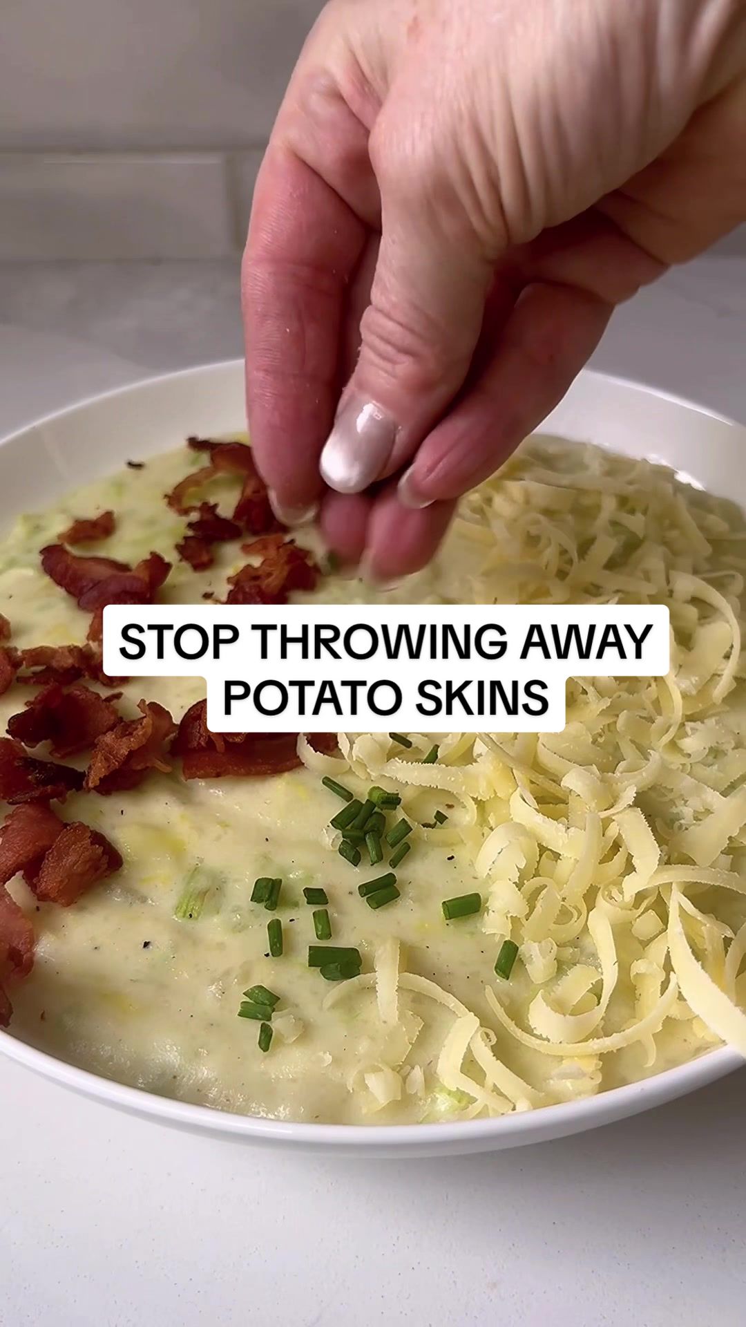 Baked Potato Soup with Crispy Potato Skins