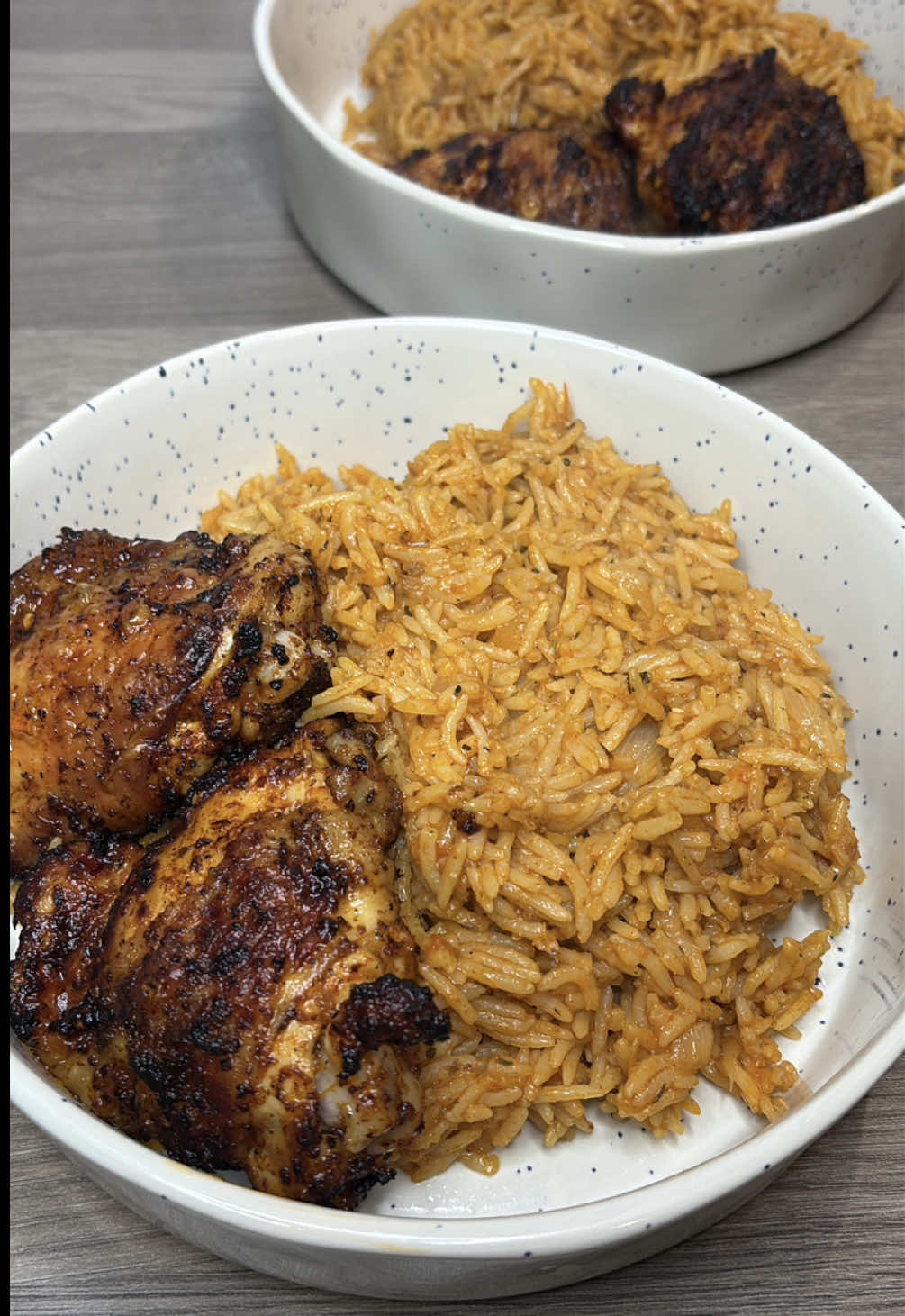 Air Fryer Chicken Thighs with Jollof Rice