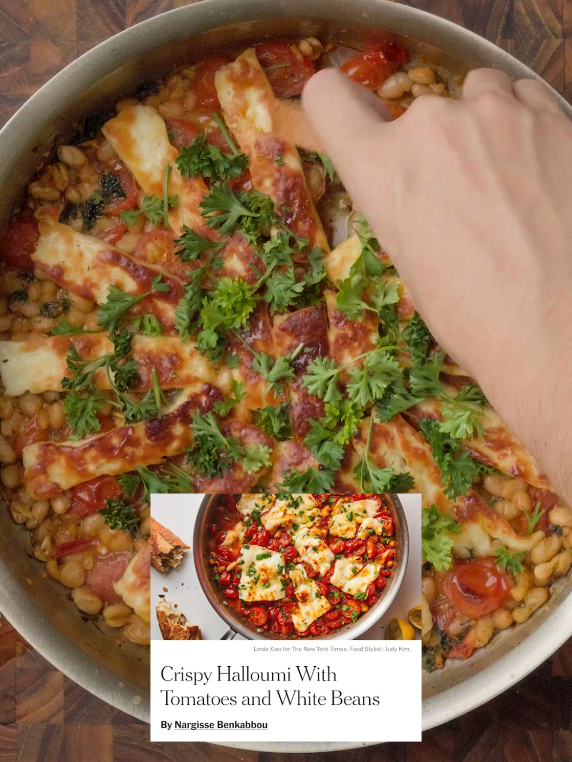 Crispy Halloumi with Tomatoes and White Beans